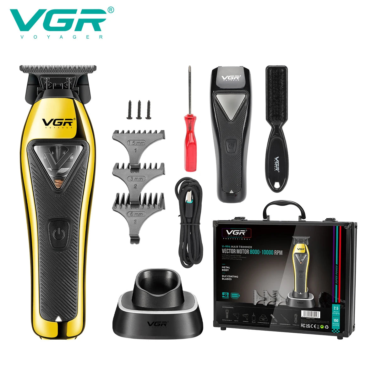 VGR Hair Trimmer Professional Barber Clippers 10000 RPM Hair Cutting Machine Vector Motor Trimmers Haircut Trimmer for Men V-994