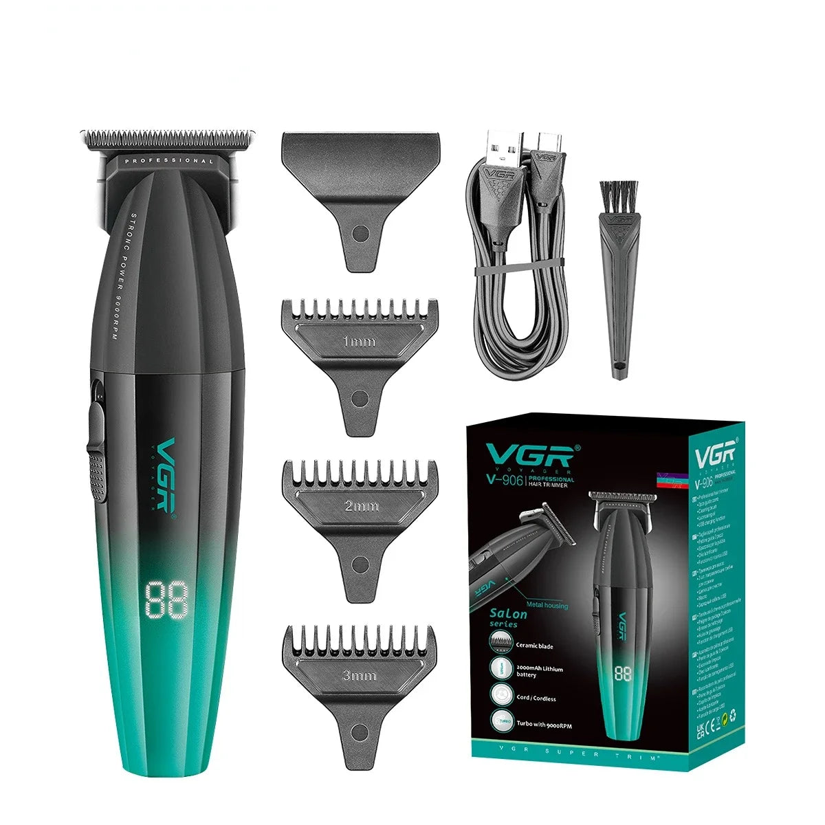 VGR Barber Clippers Professional Trimmer Adjustable Haircut 9000 RPM Hair Cutting Machine Electric Hair Clippers Men V-003 V-906