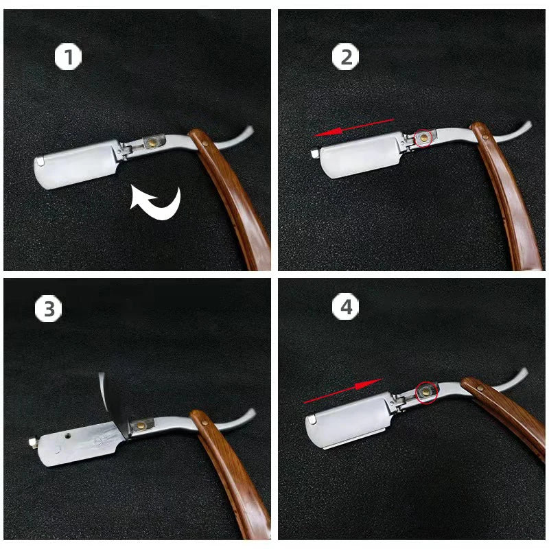 1P Stainless Steel Folding Shave Knife Handle Beard Straight Razor Hair Dressing Tool Men Manual Convenience Hair Trimmer Shaver