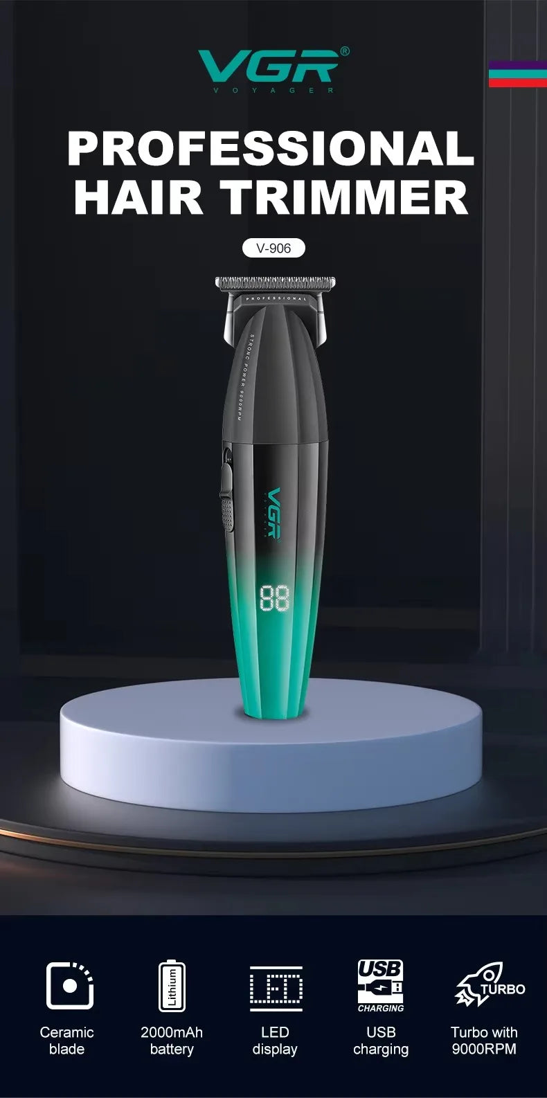 VGR Barber Clippers Professional Trimmer Adjustable Haircut 9000 RPM Hair Cutting Machine Electric Hair Clippers Men V-003 V-906