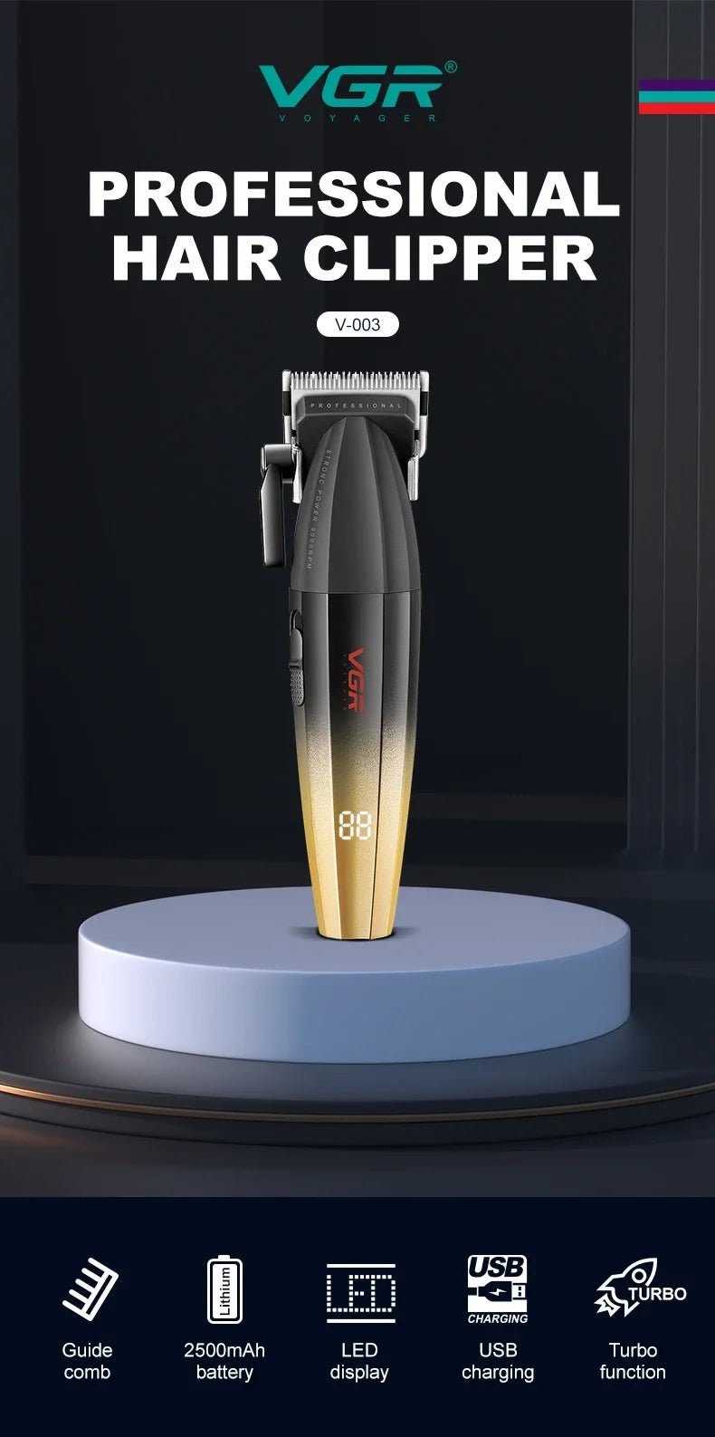 VGR Barber Clippers Professional Trimmer Adjustable Haircut 9000 RPM Hair Cutting Machine Electric Hair Clippers Men V-003 V-906