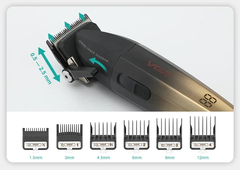 VGR Barber Clippers Professional Trimmer Adjustable Haircut 9000 RPM Hair Cutting Machine Electric Hair Clippers Men V-003 V-906