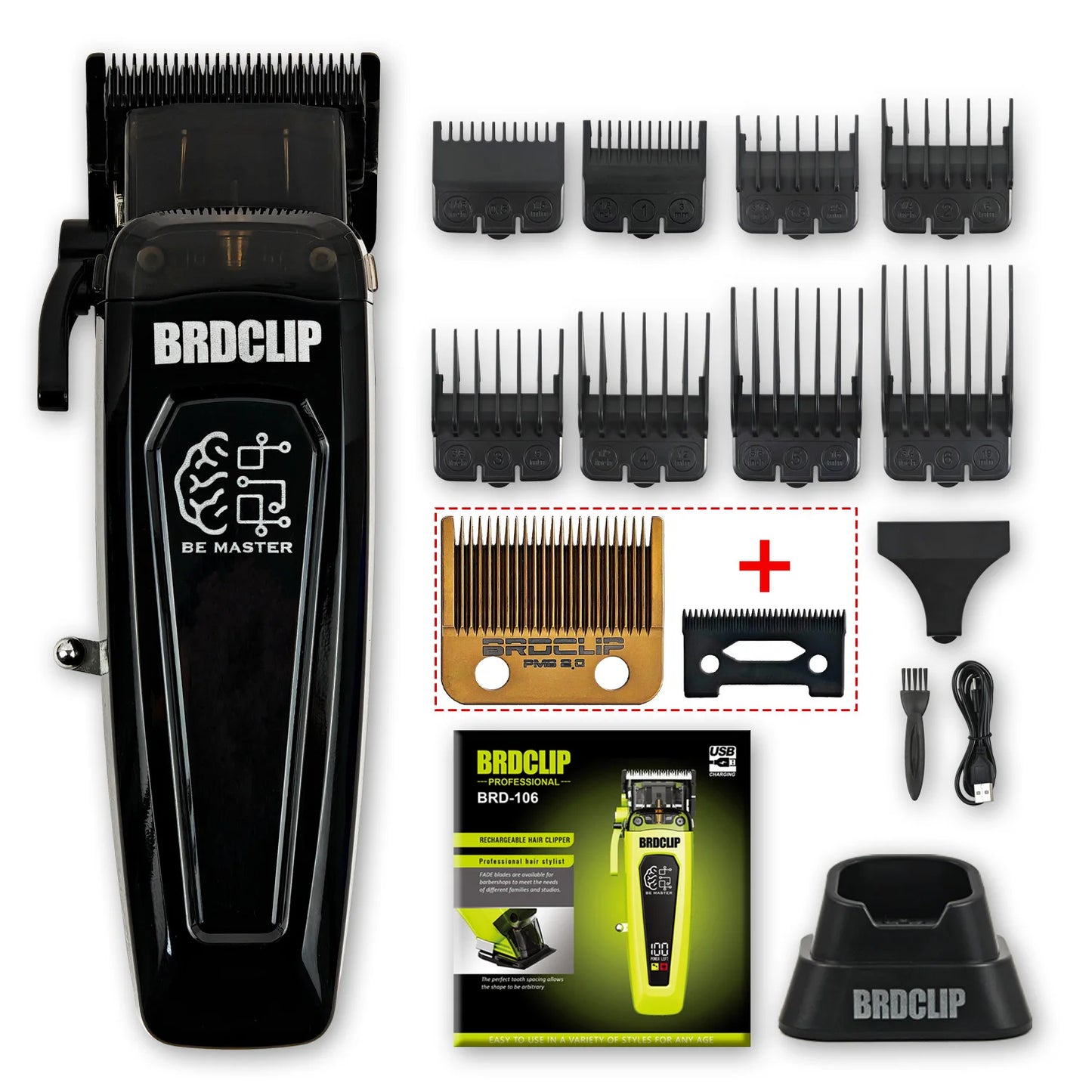 BRDCLIP BRD-106 7500RPM Professional Men's Hair Clipper with Base Charger DLC Hair Cutting Machine Hair Trimmer