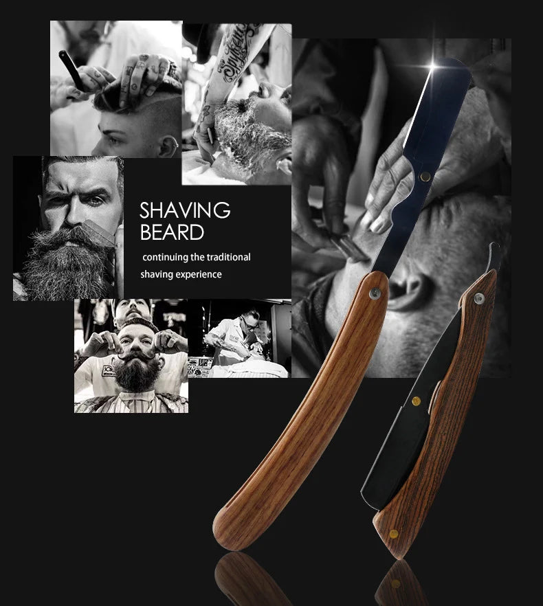 1P Stainless Steel Folding Shave Knife Handle Beard Straight Razor Hair Dressing Tool Men Manual Convenience Hair Trimmer Shaver