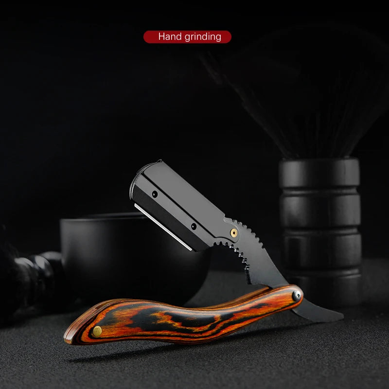 1P Stainless Steel Folding Shave Knife Handle Beard Straight Razor Hair Dressing Tool Men Manual Convenience Hair Trimmer Shaver