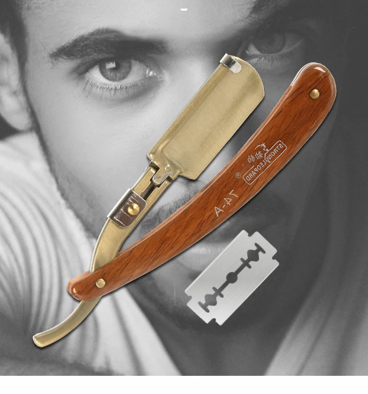 1P Stainless Steel Folding Shave Knife Handle Beard Straight Razor Hair Dressing Tool Men Manual Convenience Hair Trimmer Shaver