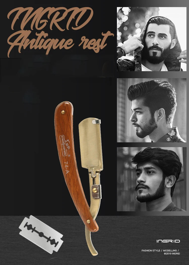 1P Stainless Steel Folding Shave Knife Handle Beard Straight Razor Hair Dressing Tool Men Manual Convenience Hair Trimmer Shaver