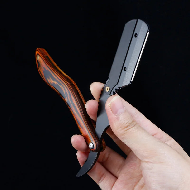 1P Stainless Steel Folding Shave Knife Handle Beard Straight Razor Hair Dressing Tool Men Manual Convenience Hair Trimmer Shaver