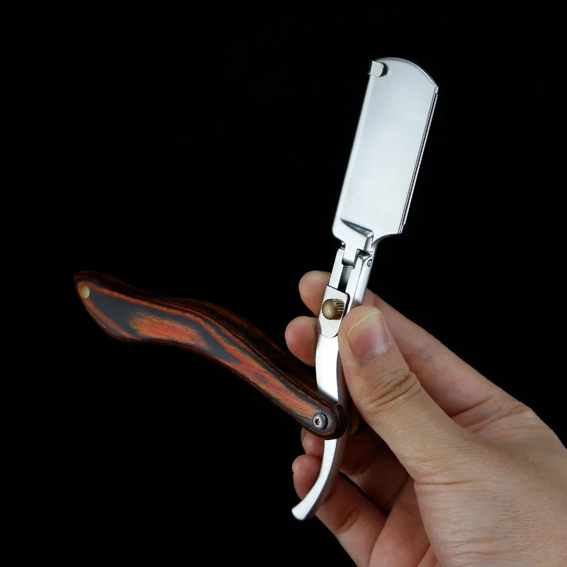 1P Stainless Steel Folding Shave Knife Handle Beard Straight Razor Hair Dressing Tool Men Manual Convenience Hair Trimmer Shaver