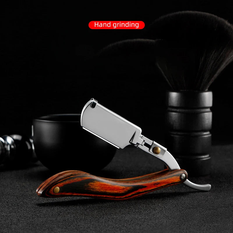 1P Stainless Steel Folding Shave Knife Handle Beard Straight Razor Hair Dressing Tool Men Manual Convenience Hair Trimmer Shaver