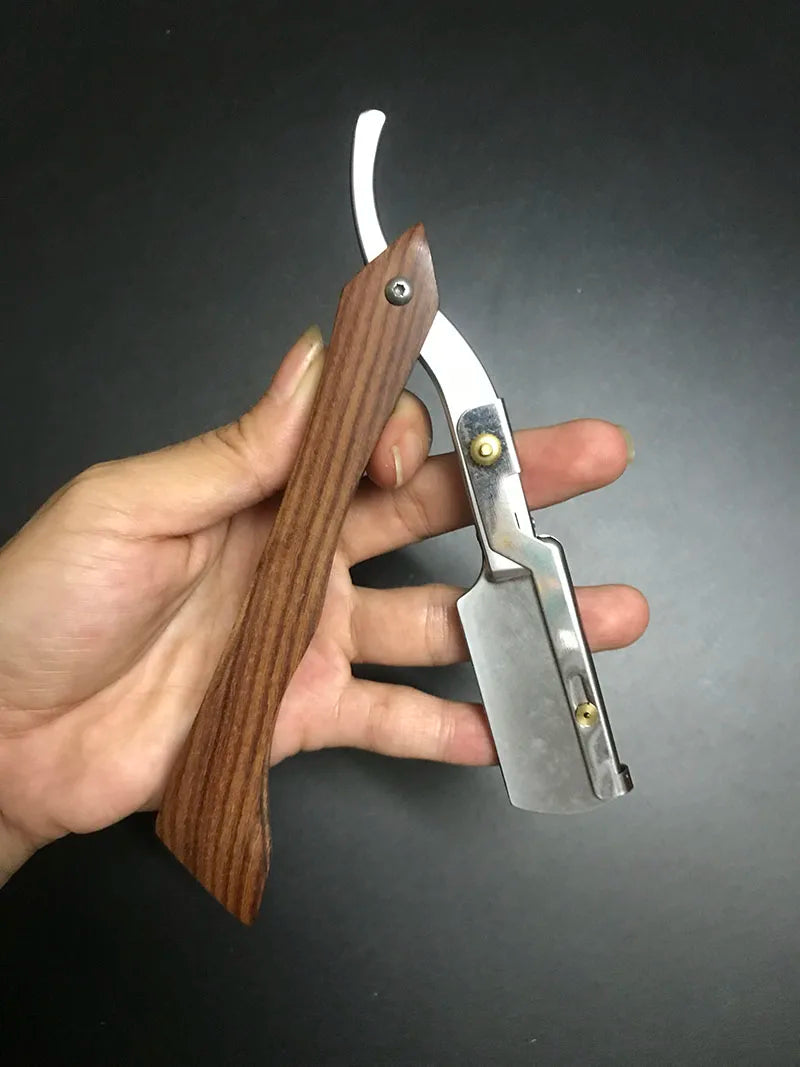 1P Stainless Steel Folding Shave Knife Handle Beard Straight Razor Hair Dressing Tool Men Manual Convenience Hair Trimmer Shaver