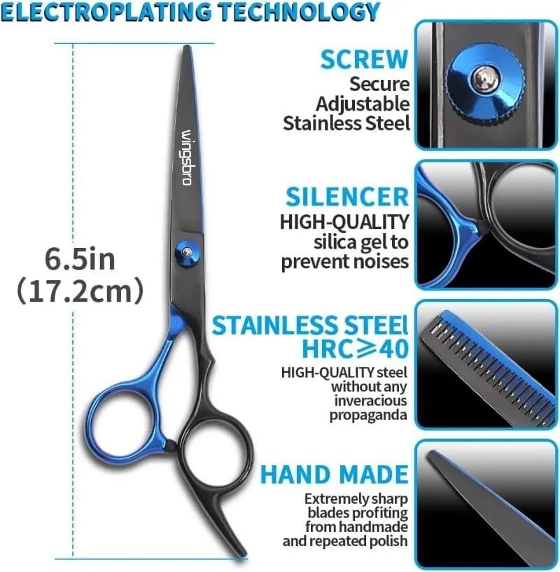 Hairdressing Scissors Set, 6 Inch Hair Cutting Scissors Thinning Shears Hair Cutting Styling Accessories Tools Kit For Barber