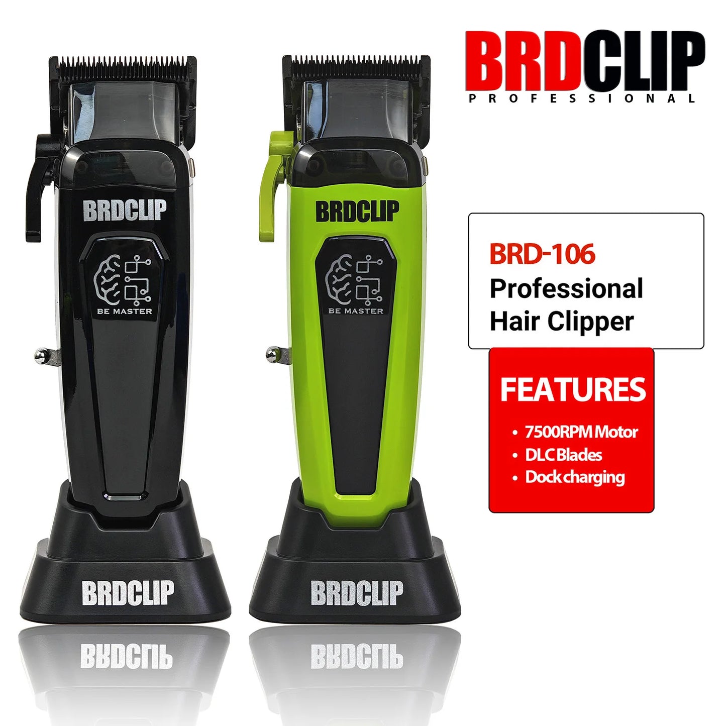 BRDCLIP BRD-106 7500RPM Professional Men's Hair Clipper with Base Charger DLC Hair Cutting Machine Hair Trimmer