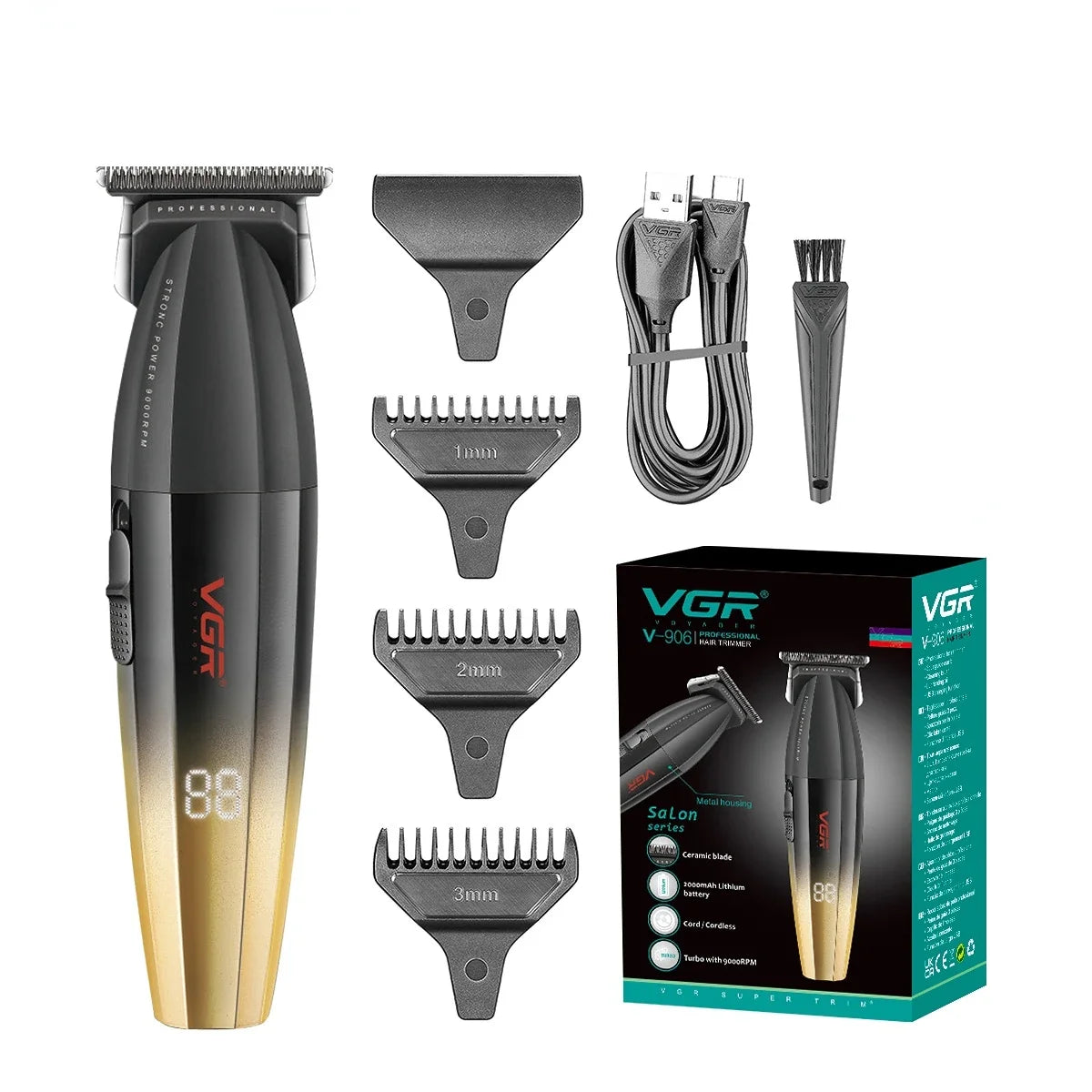VGR Barber Clippers Professional Trimmer Adjustable Haircut 9000 RPM Hair Cutting Machine Electric Hair Clippers Men V-003 V-906
