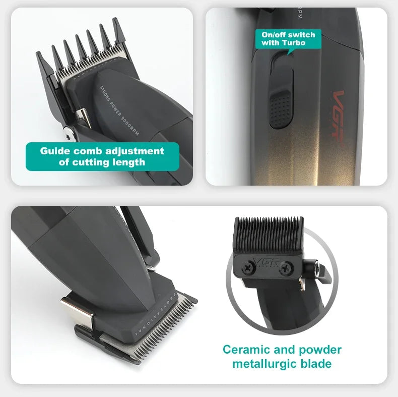 VGR Barber Clippers Professional Trimmer Adjustable Haircut 9000 RPM Hair Cutting Machine Electric Hair Clippers Men V-003 V-906