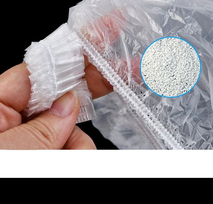 100/300pcs Disposable Plastic Shower Cap Elastic Disposable Shower Caps Anti Dust Waterproof Hat  Hair Salon Beauty Accessories