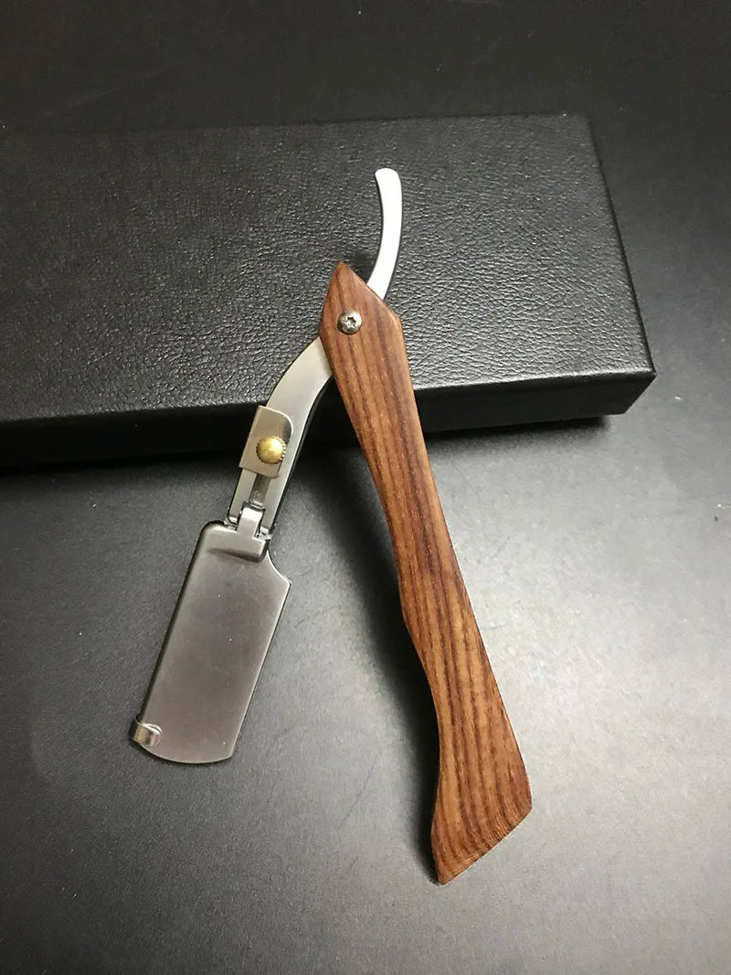 1P Stainless Steel Folding Shave Knife Handle Beard Straight Razor Hair Dressing Tool Men Manual Convenience Hair Trimmer Shaver
