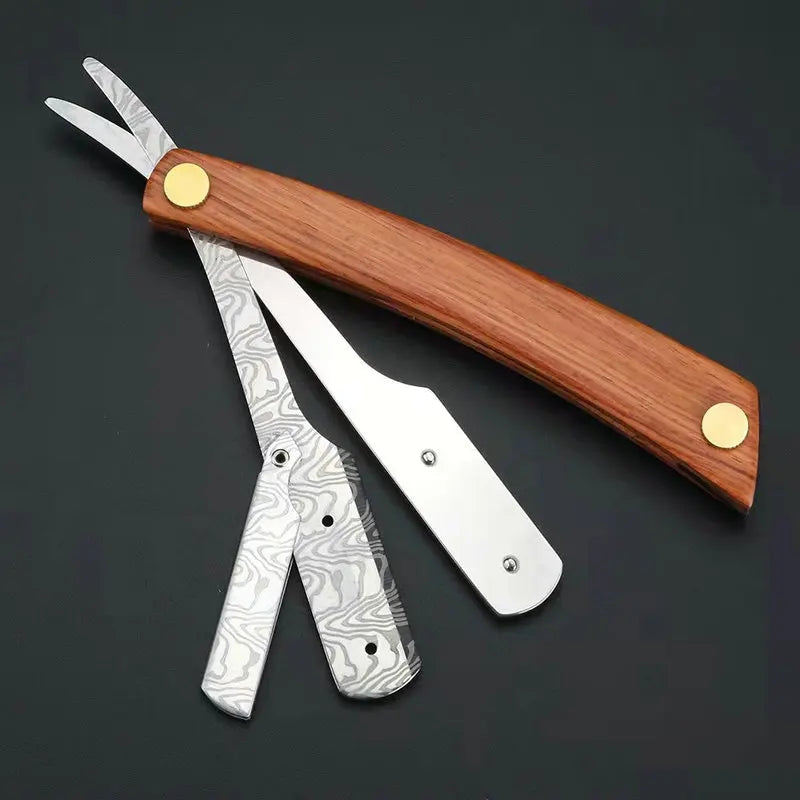 1P Stainless Steel Folding Shave Knife Handle Beard Straight Razor Hair Dressing Tool Men Manual Convenience Hair Trimmer Shaver