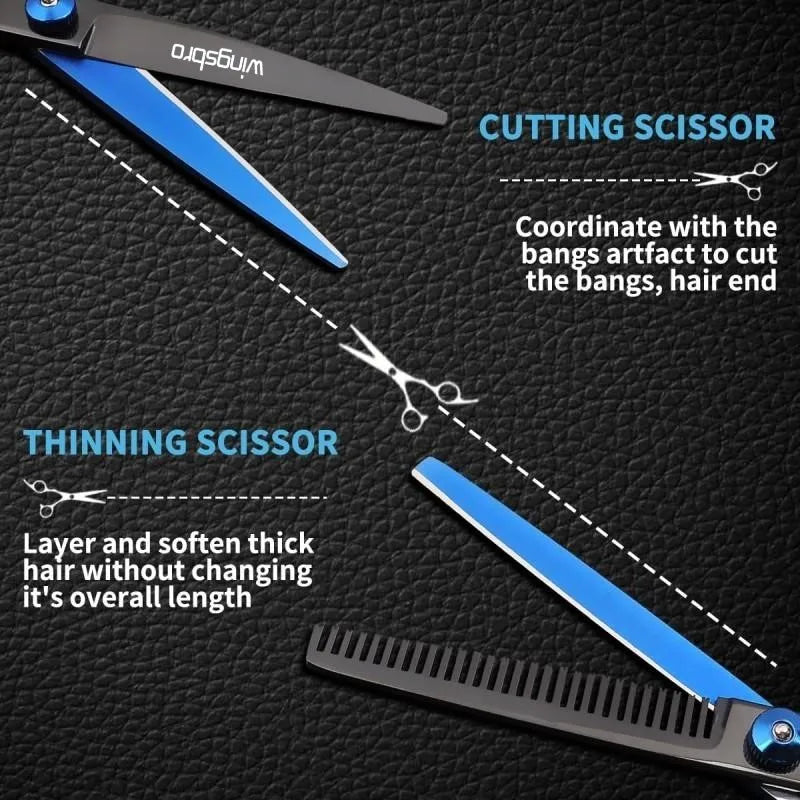 Hairdressing Scissors Set, 6 Inch Hair Cutting Scissors Thinning Shears Hair Cutting Styling Accessories Tools Kit For Barber
