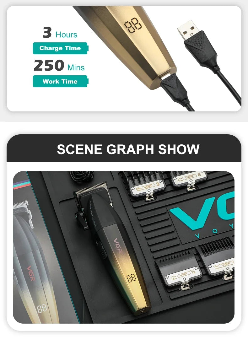VGR Barber Clippers Professional Trimmer Adjustable Haircut 9000 RPM Hair Cutting Machine Electric Hair Clippers Men V-003 V-906