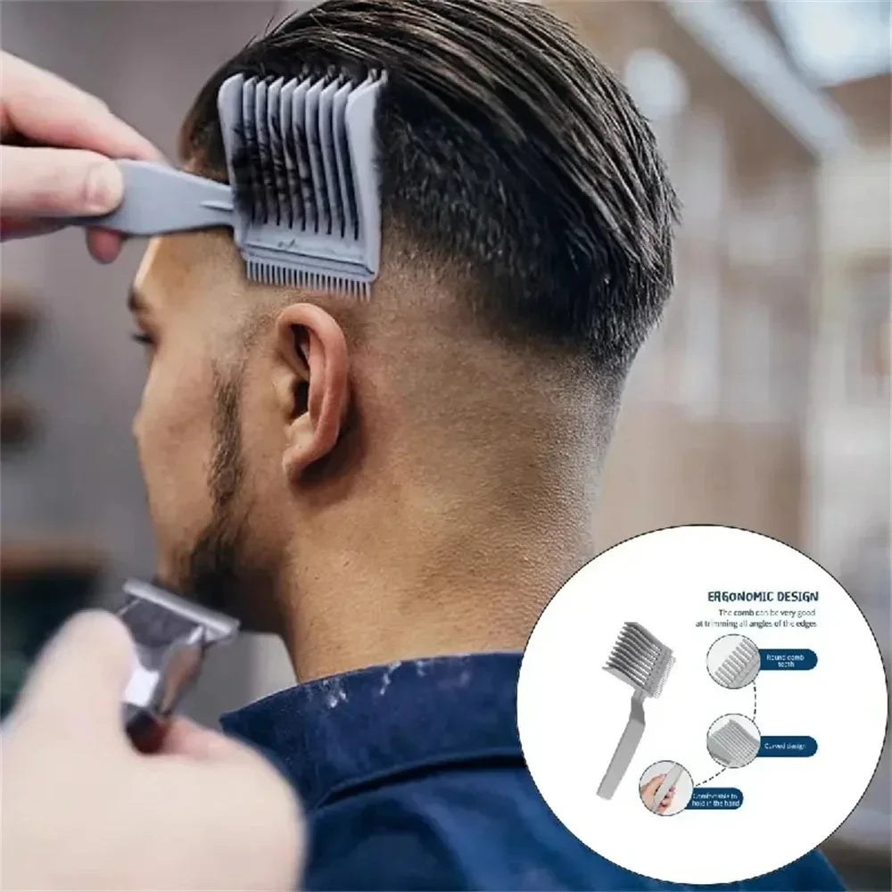 1PC Professional Long Handle Hair Cutting Clipper Comb for Men - Quality Cuts, Oil Head, Caliper, Sideburn Pushing