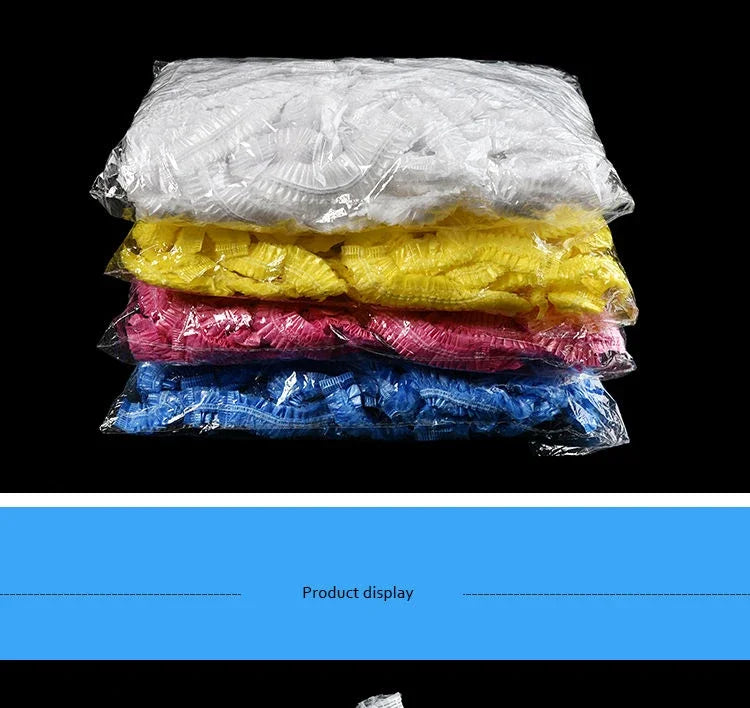 100/300pcs Disposable Plastic Shower Cap Elastic Disposable Shower Caps Anti Dust Waterproof Hat  Hair Salon Beauty Accessories