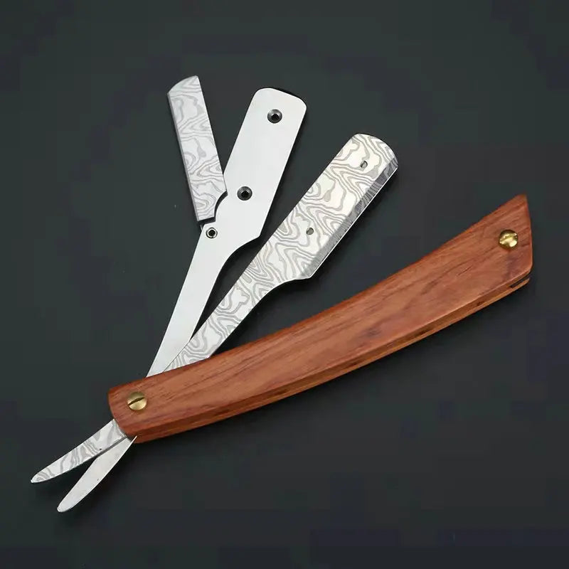 1P Stainless Steel Folding Shave Knife Handle Beard Straight Razor Hair Dressing Tool Men Manual Convenience Hair Trimmer Shaver