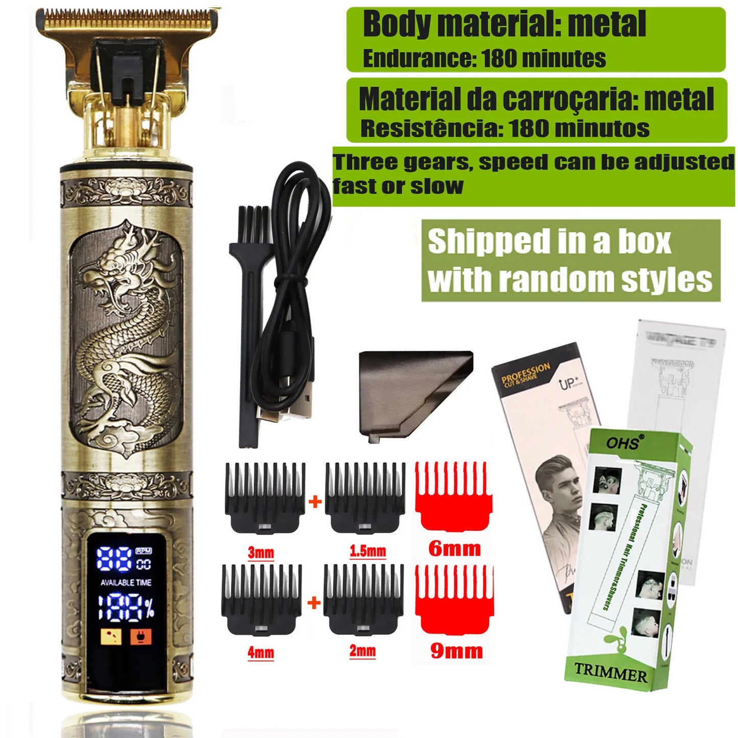T9 Hair Clipper and Trimmer for Men – Professional Electric Machine for Beard Repair, Body and Hair Shaving, 0mm Haircut Machine.