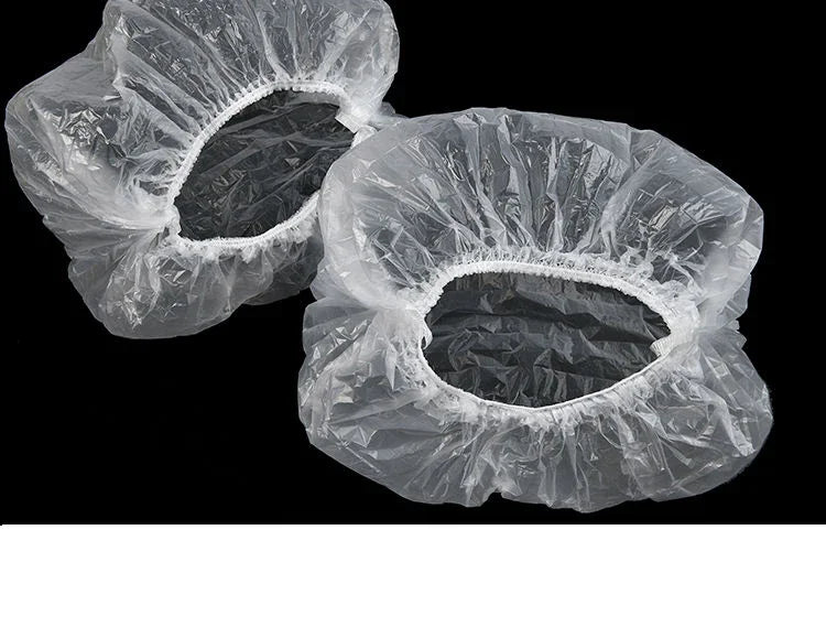 100/300pcs Disposable Plastic Shower Cap Elastic Disposable Shower Caps Anti Dust Waterproof Hat  Hair Salon Beauty Accessories