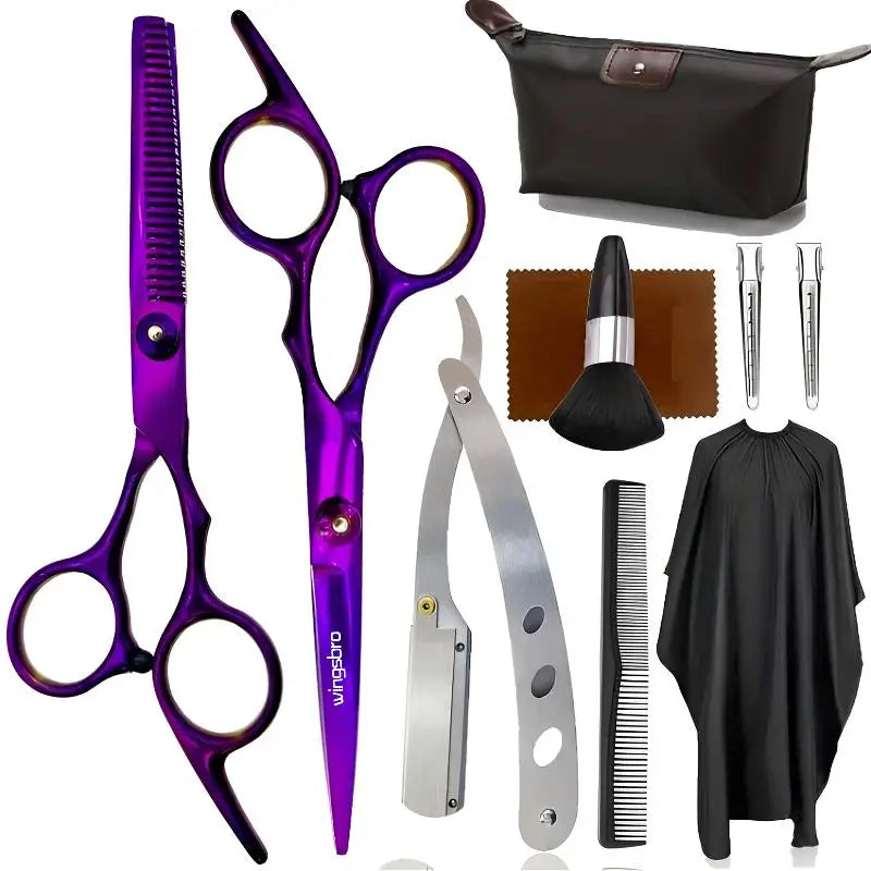 Hairdressing Scissors Set, 6 Inch Hair Cutting Scissors Thinning Shears Hair Cutting Styling Accessories Tools Kit For Barber