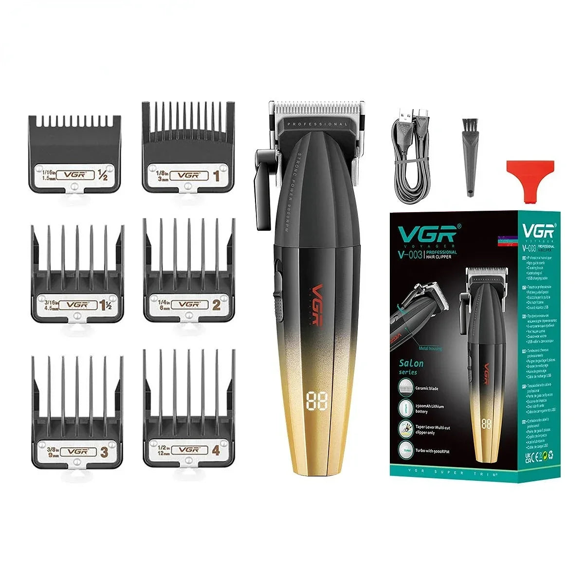 VGR Barber Clippers Professional Trimmer Adjustable Haircut 9000 RPM Hair Cutting Machine Electric Hair Clippers Men V-003 V-906