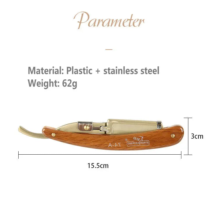 1P Stainless Steel Folding Shave Knife Handle Beard Straight Razor Hair Dressing Tool Men Manual Convenience Hair Trimmer Shaver