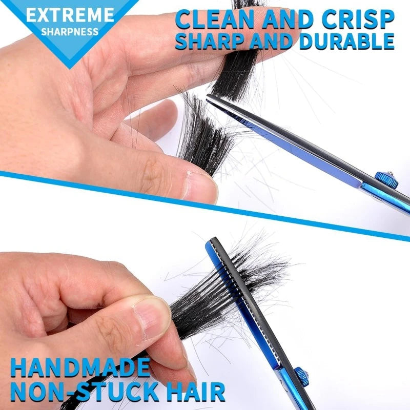 Hairdressing Scissors Set, 6 Inch Hair Cutting Scissors Thinning Shears Hair Cutting Styling Accessories Tools Kit For Barber