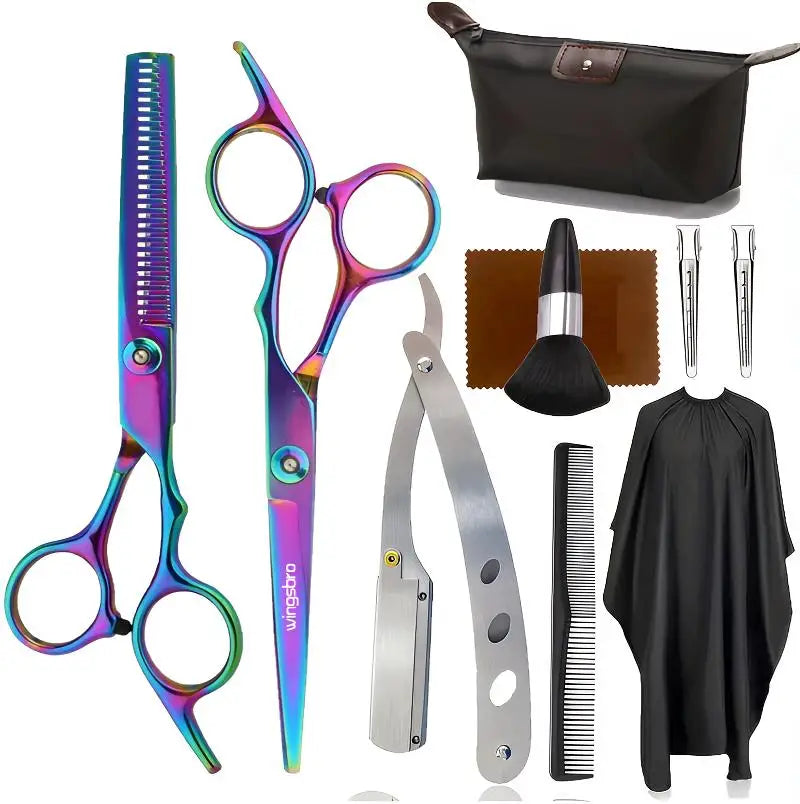 Hairdressing Scissors Set, 6 Inch Hair Cutting Scissors Thinning Shears Hair Cutting Styling Accessories Tools Kit For Barber