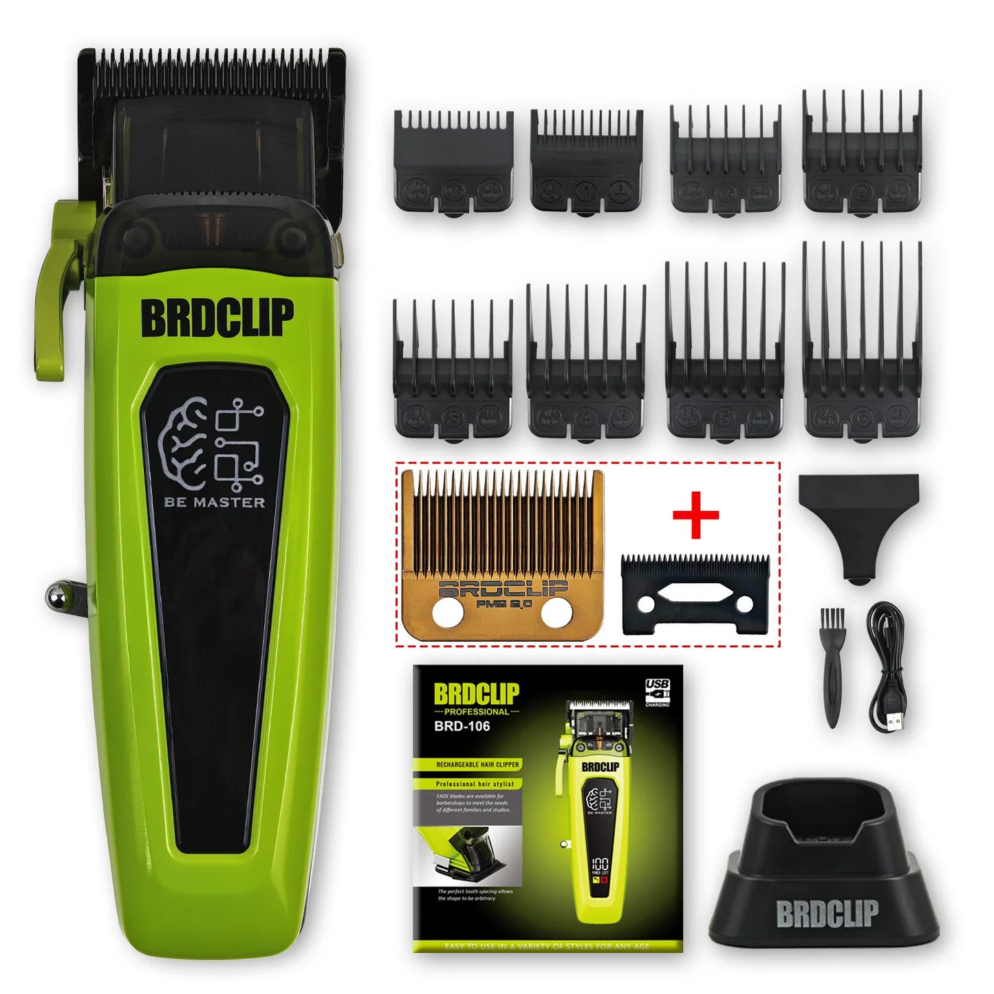 BRDCLIP BRD-106 7500RPM Professional Men's Hair Clipper with Base Charger DLC Hair Cutting Machine Hair Trimmer