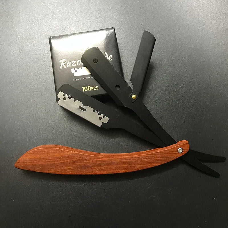 1P Stainless Steel Folding Shave Knife Handle Beard Straight Razor Hair Dressing Tool Men Manual Convenience Hair Trimmer Shaver